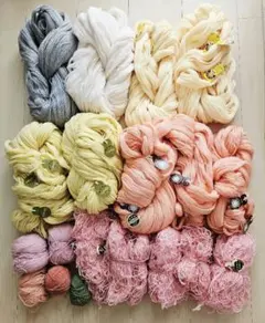 カセ　毛糸セット　中細　多種　多色　まとめ売り　約1850g