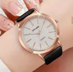 【新品】YOLAKO クォーツ腕時計 レディース ブラック【稼動品】