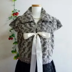 グレーＭサイズ★ファーボレロ   結婚式&二次会ドレスに