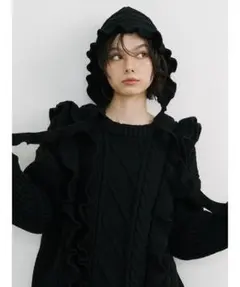 【超美品】jouetie フリルケーブルバラクラバ　ニットフード　キャップのサムネイル