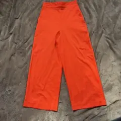 MACPHEE マカフィー オレンジ Sサイズ リネンワイドパンツ ウエストゴム