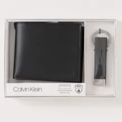 カルバンクライン レザーウォレット キーリング セット/専用ボックス付 ブラック