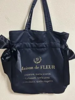 Maison de FLEUR トートバッグ ダブルリボン ネイビー