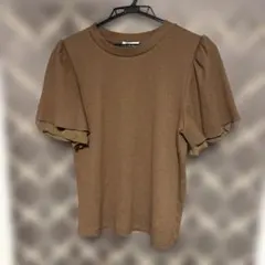 ハニーズ　新品　ブラウン　リブ編みフリル袖Tシャツ