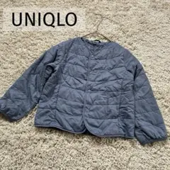 유니클로 퀼팅 재킷 안솜 노 칼라 키즈 블루 100