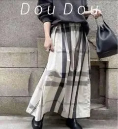 【定価13200円】 DouDou ビッグチェックマキシ丈ロングフレア