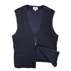 ARMANI COLLEZIONI ダブルジップ ワッフル生地 ベスト ジレ 紺