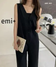 k1128 ✨️美品✨️ emi+ フロントボタンVネックオールインワン ブラック