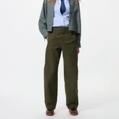 【ヒルダ様】ジャージーバレルレッグパンツ/丈長め　オリーブ