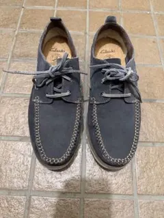 Clarks グレー スエード デッキシューズ