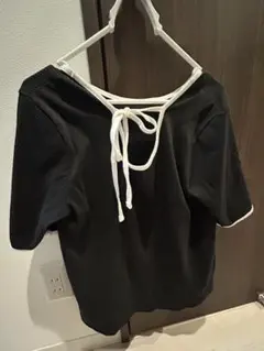 リブ編み ブラック 半袖Tシャツ
