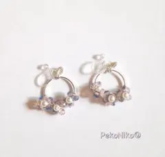 ラッピング無料＊ガラスの紫陽花の花飾りpink×blue＊イヤリング/ピアス