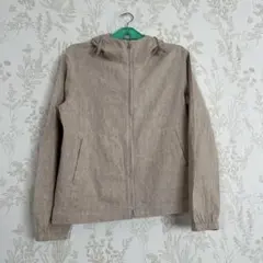 ユニクロ（UNIQLO）リネンコットンフルジップパーカ　ベージュ
