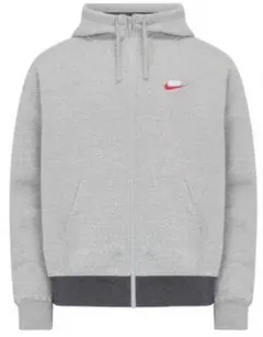 NIKE ナイキ フルジップ パーカー L グレー 裏起毛 刺繍ロゴ