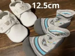 Attipas ベビーシューズ ホワイト 星と雲刺繍　12.5cm