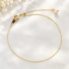 華奢チェーン ブレスレット パール　ゴールド