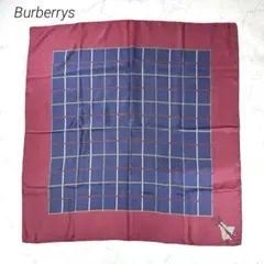 Burberrys バーバリー シルク100% チェック 大判スカーフ ボルドー