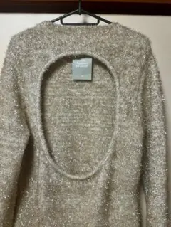 新品　H&M エイチアンドエム　キラキラ　ラメ　背中くり抜き　ワンピ　Lサイズ