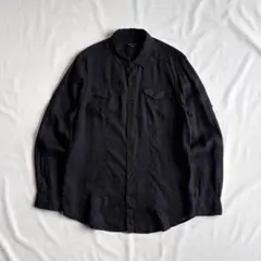 00s STRUCTURE linen100% l/s shirt BLK