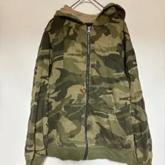 FADED GLORY カモフラ柄 裏ボア フルジップパーカー 迷彩 【160】
