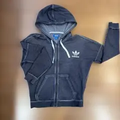 adidas グレー フルジップ パーカー L