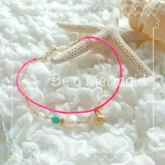 hm♡蛍光ピンクな3連ブレスレット*アリエル色