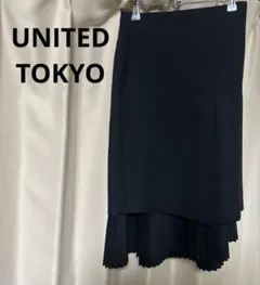 UNITED TOKYO アシンメトリープリーツスカート ブラック　サイズ1のサムネイル