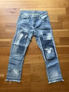 デニムパンツ　ダメージ加工　レディース　Mサイズ