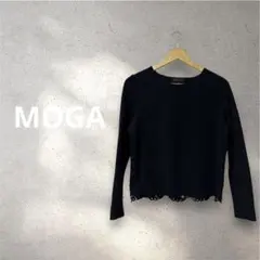 MOGA モガ バックレース ウール混 ニットソー カットソー 黒 2 異素材のサムネイル