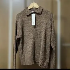 EMMA CLOTHES ブラウン ポロカラー ニット M