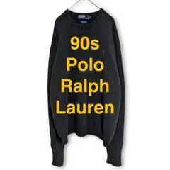 90s Polo Ralph Lauren コットンニット ポニー刺繍 黒