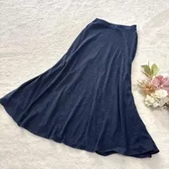 【ジーユー】GU マーメイドロングフレアスカート ウエストゴム ブルー S