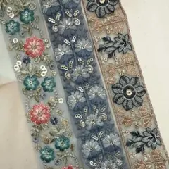 227.インド刺繍 50cm×3本セット