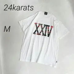 24karats　クルーネックTシャツ 　XXIV　ロゴプリント　コットン