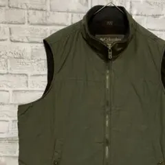 コロンビア　ナイロンジャケットベスト中綿XL カーキアウトドア0213