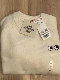 ユニクロ アニヤハインドマーチ 140プレミアムラム クルーネックセーター