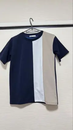 ikka キッズ 切り替えTシャツ 160cm ネイビー ホワイト ベージュのサムネイル