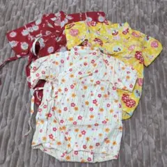 ベビー甚平 3点セット 赤 黄色 白