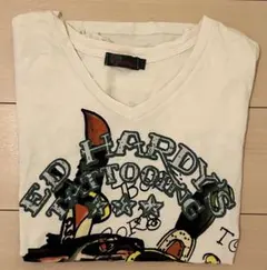 Ed Hardy エドハーディー Vネック Tシャツ 白 Y2K