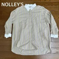 ✨ NOLLEY'S ノーリーズ 襟付き ストライプシャツ ベージュ