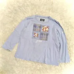 ピンクハウス 7分袖 Tシャツ カットソー(M)いちご 花柄 青 ブルー