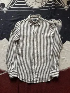 現行QRタグ polo Ralph Lauren 長袖リネンシャツ　ストライプ