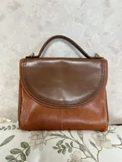 ANNE KLEIN ブラウンレザーショルダーバッグのサムネイル