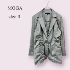 【MOGA】モガ　ギャザー入り　ジャケット　オフィス　薄手　スーツ　グレー　3のサムネイル