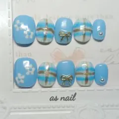 No.24 フラワー＆チェック(ブルー)