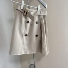 INGNI ベージュ ダブルボタン プリーツスカート