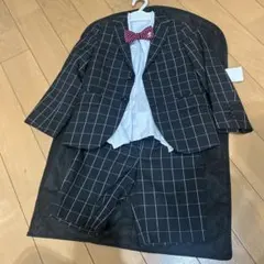 キッズ チェック柄スーツ 110cm 蝶ネクタイ付き