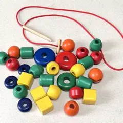 木製 ビーズ ひも通し 知育玩具 木のおもちゃ