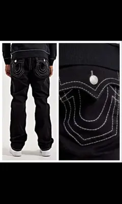TRUE RELIGION ブラックデニムパンツ w28 - メルカリ
