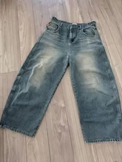 ９０９０ワイドデニムパンツ　USED ダークブルー　L